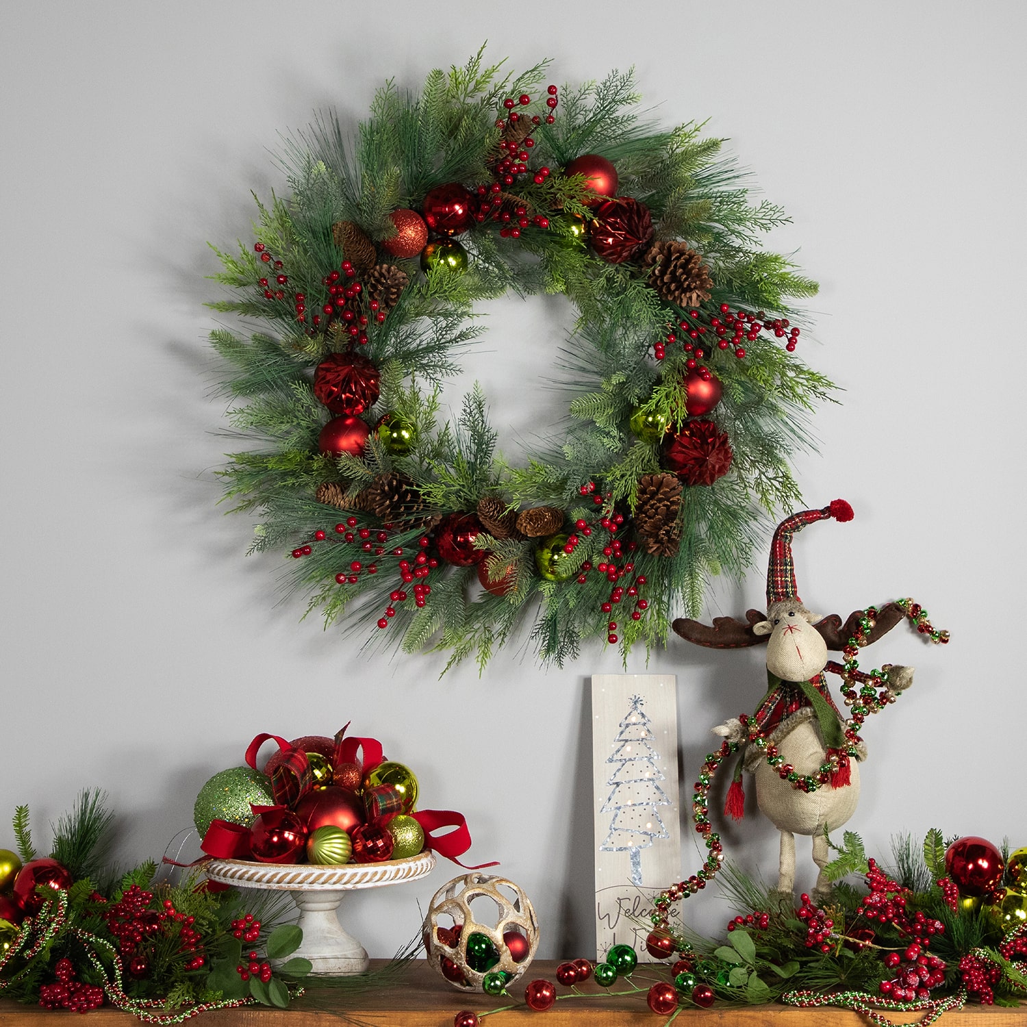 Northlight 36" Real Touch Berries Pinecones And Ornaments Artificial Wreath