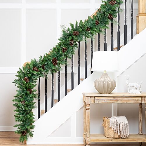 Northlight 10ft Pine And Cedar Artificial With Pinecones Christmas Outdoor Garland, One Size, Green