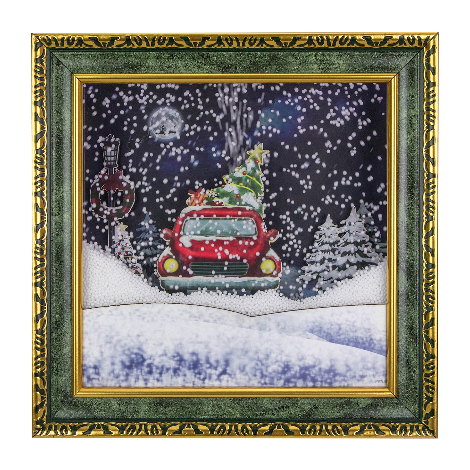 Northlight 15" Led Lighted Musical Snowing Retro Truck Matted Wall Art