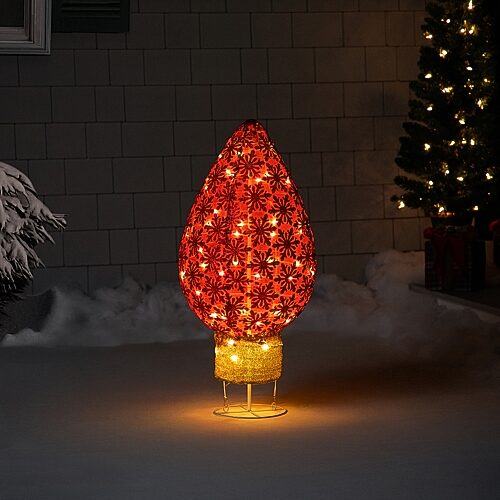 Northlight 32" Led Lighted Retro Light Bulb Outdoor Christmas Yard Art, One Size, Red