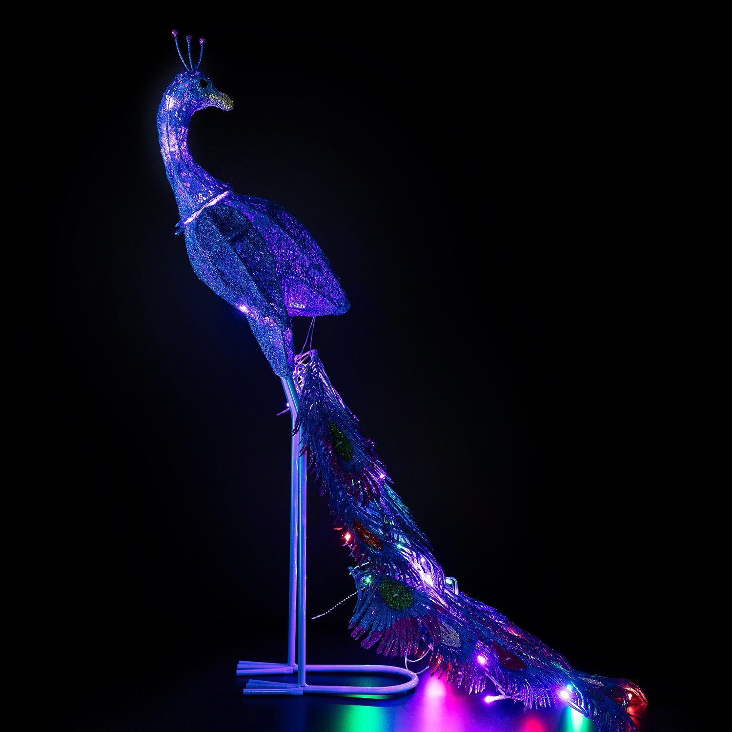 Northlight 36" Led Lighted Glittered Peacock Outdoor Yard Christmas Yard Art