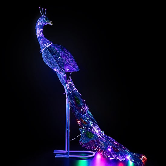 Northlight 36" Led Lighted Glittered Peacock Outdoor Yard Christmas Yard Art