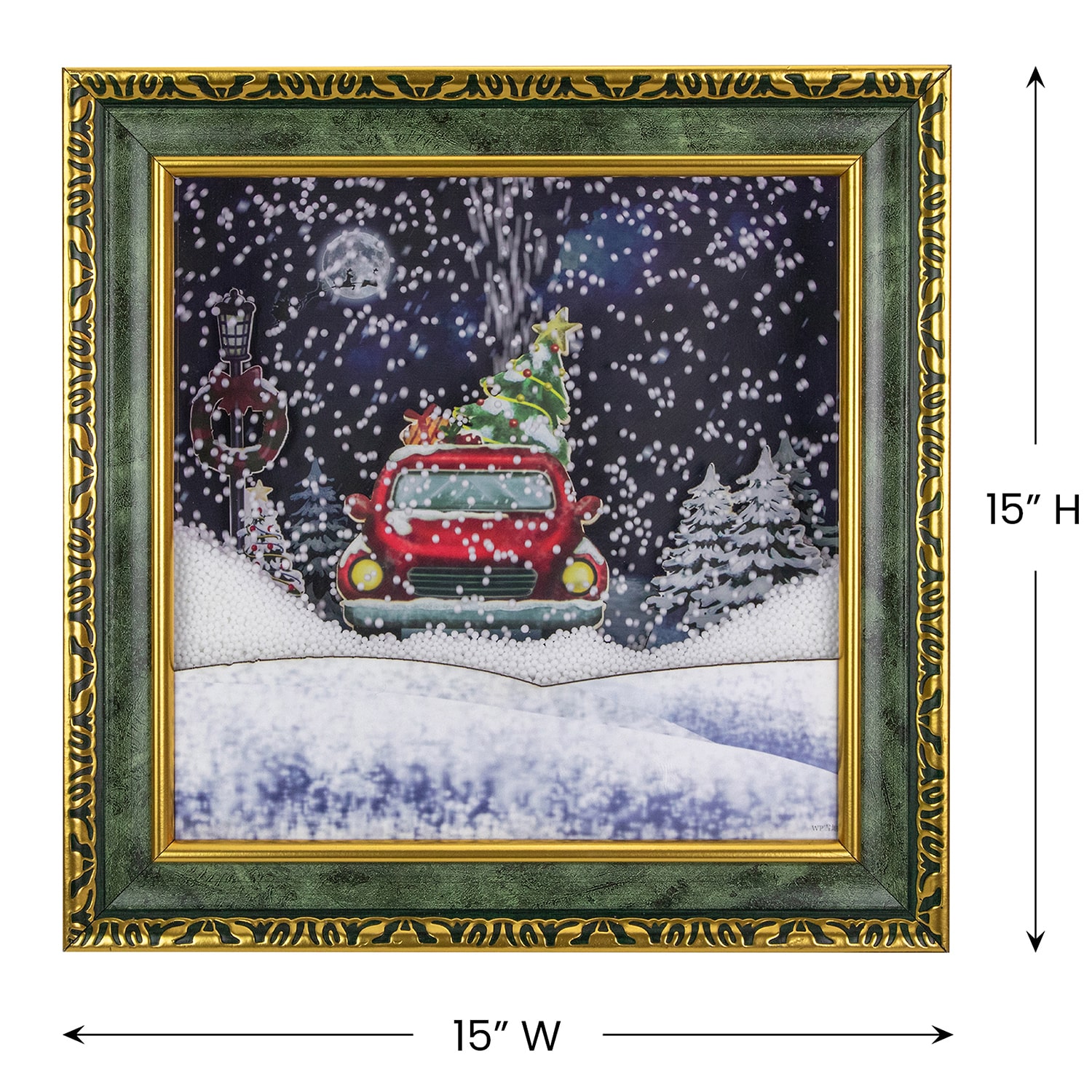 Northlight 15" Led Lighted Musical Snowing Retro Truck Matted Wall Art