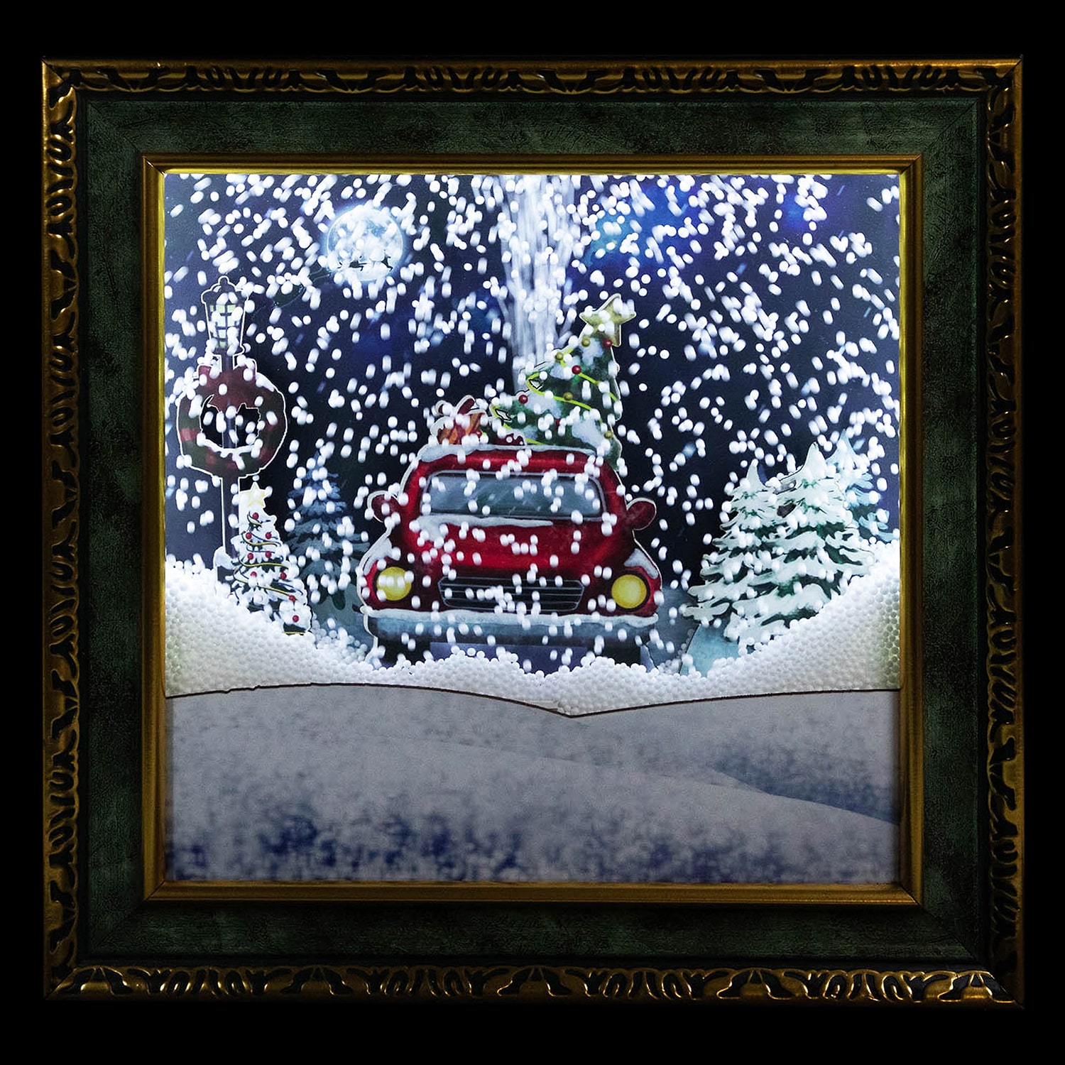 Northlight 15" Led Lighted Musical Snowing Retro Truck Matted Wall Art