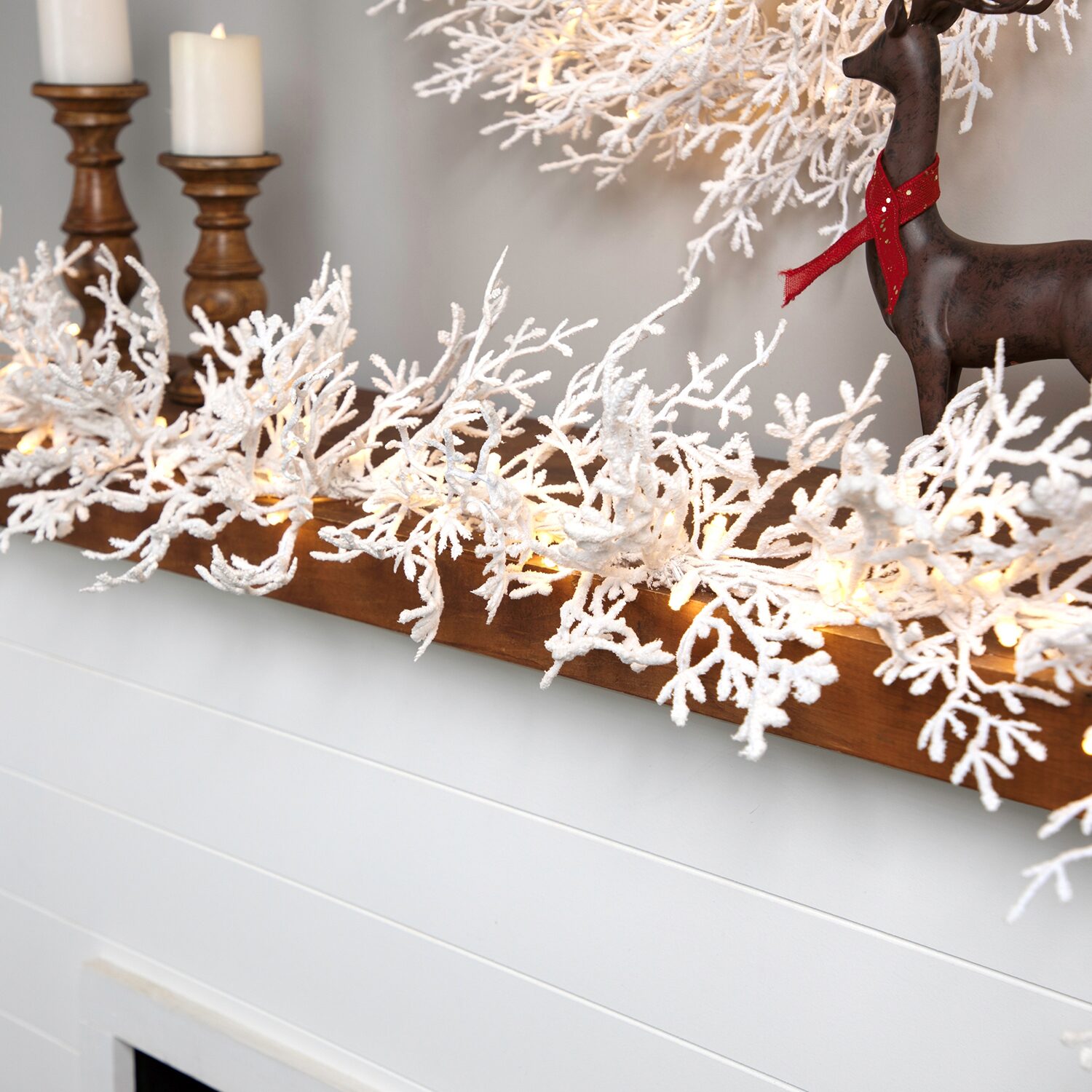 Northlight 9ft Pre Lit Flocked Twig Artificial Led Lights Christmas Outdoor Garland