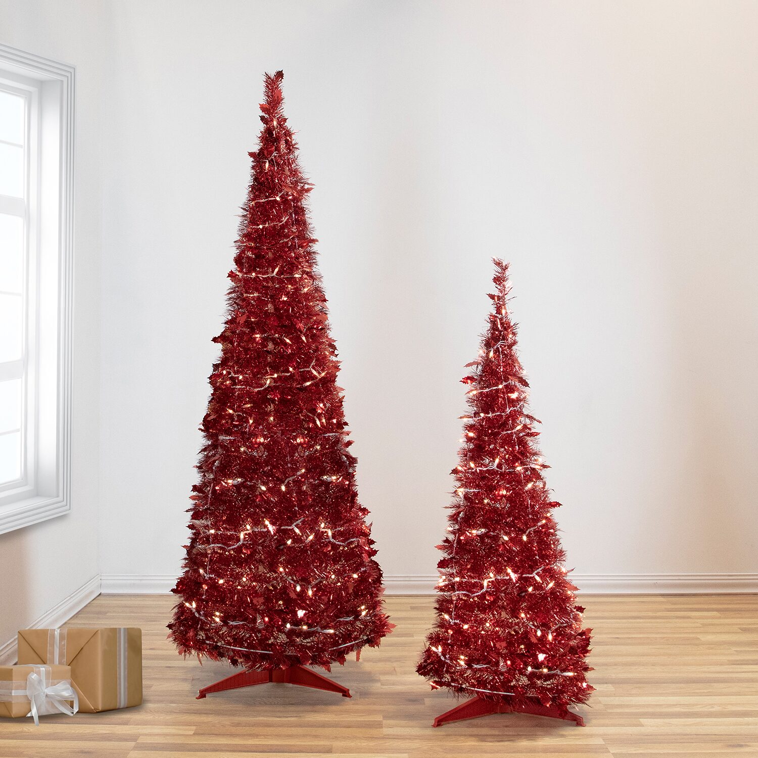Northlight 4ft Pre Lit Pop Up Tinsel Lights 4 Foot Pre-Lit Christmas Tree