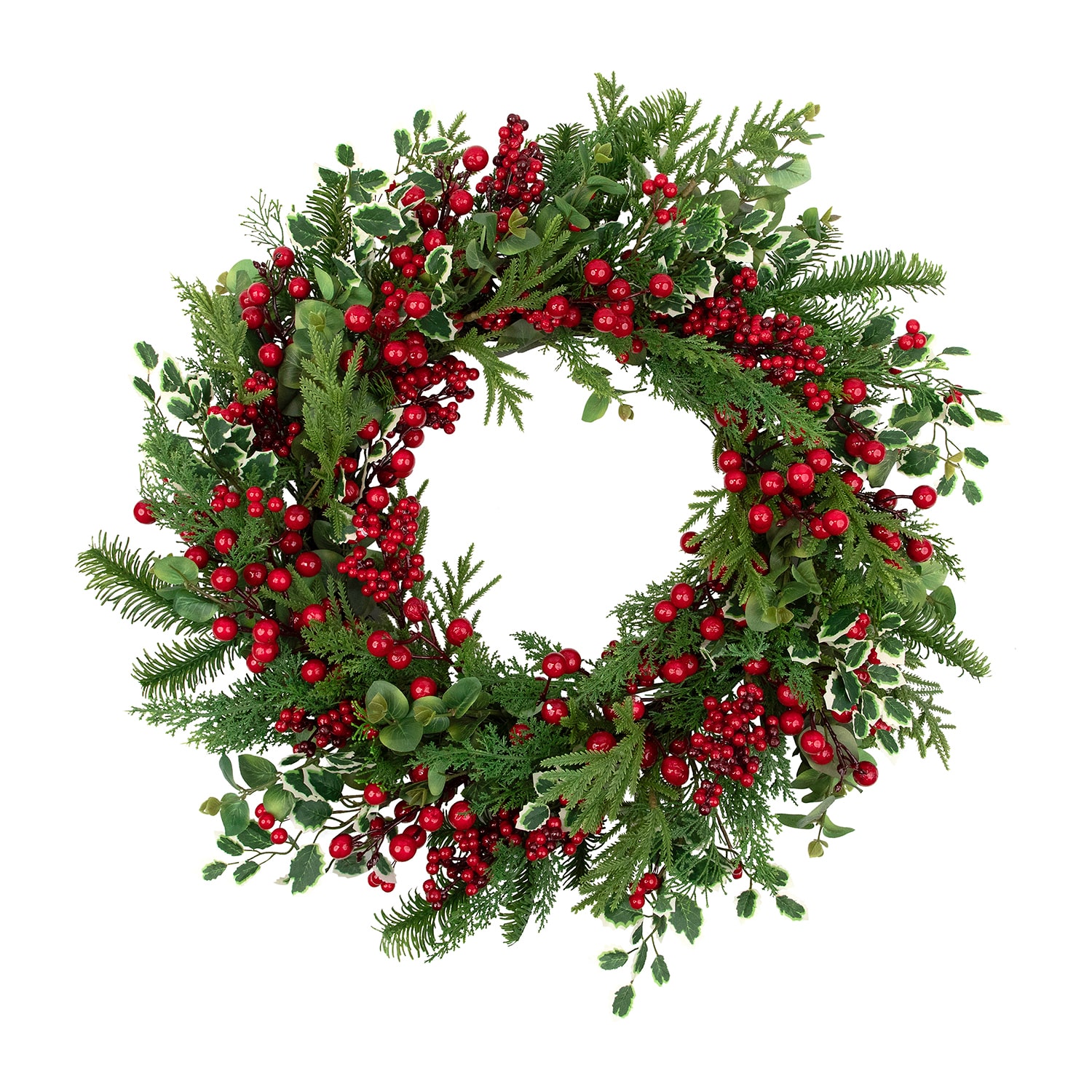 Northlight 30" Mixed Pine Cedar And Berries Artificial Wreath