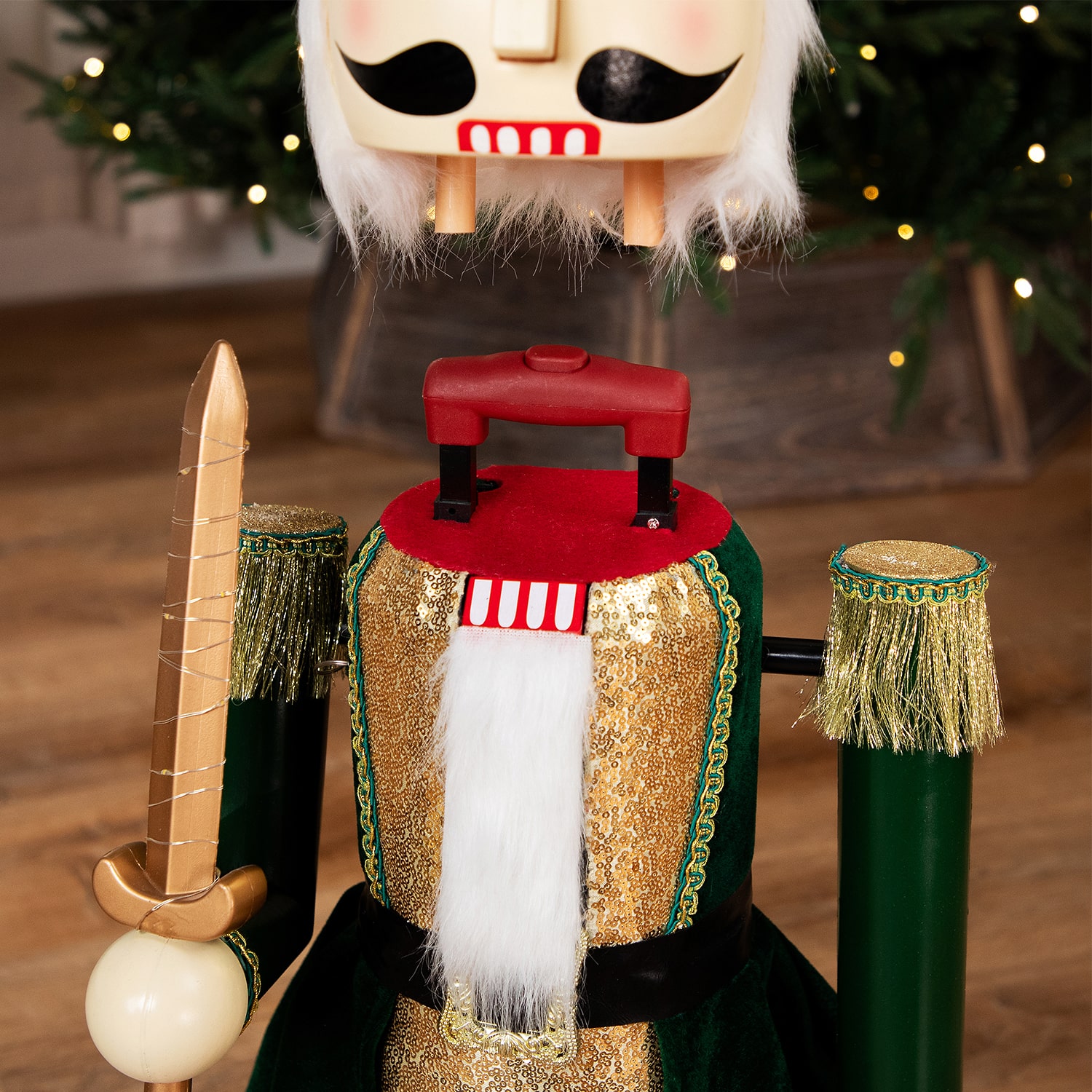 Northlight 42" Led Lighted Animated And Musical Extendable Soldier Plastic Christmas Nutcracker