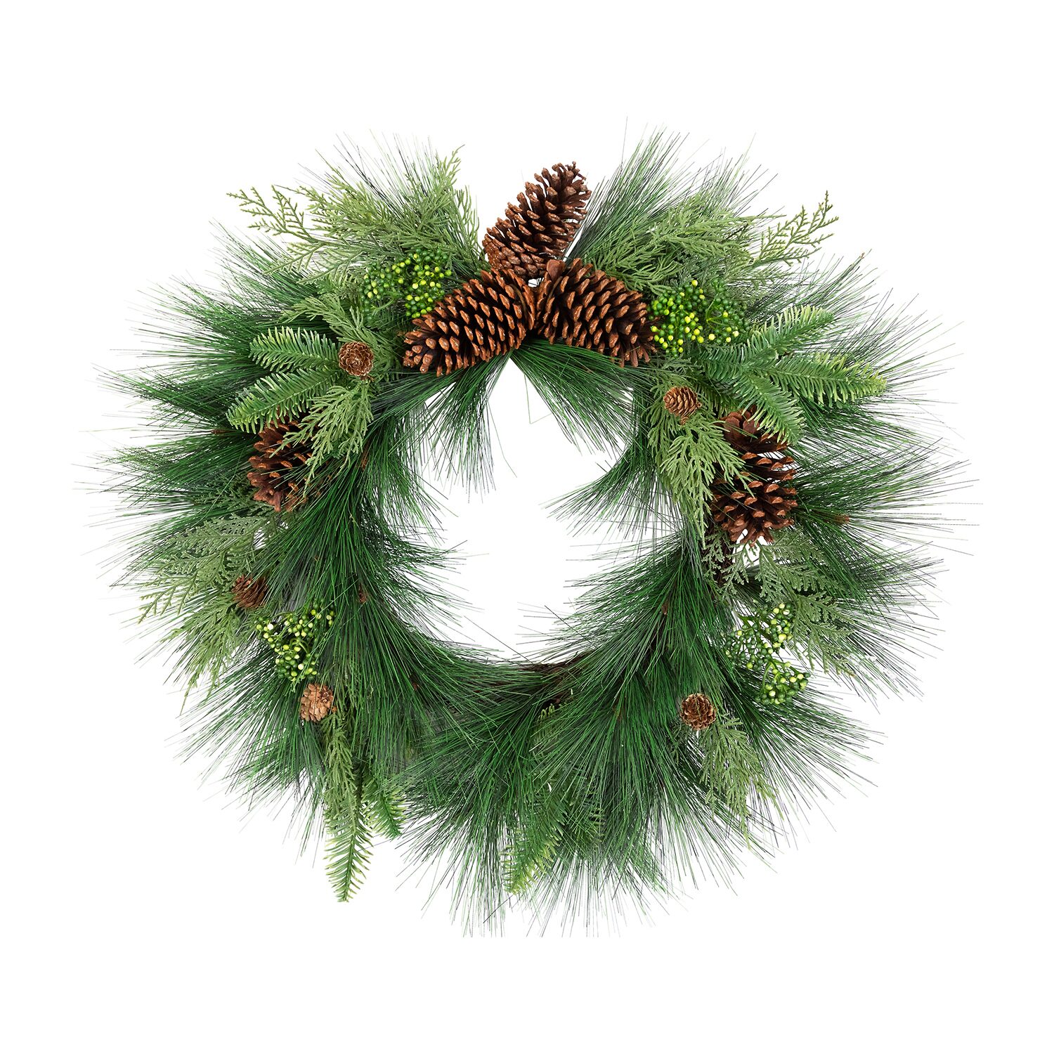 Northlight 26" Long Needle Pine Berries And Pinecone Artificial Wreath