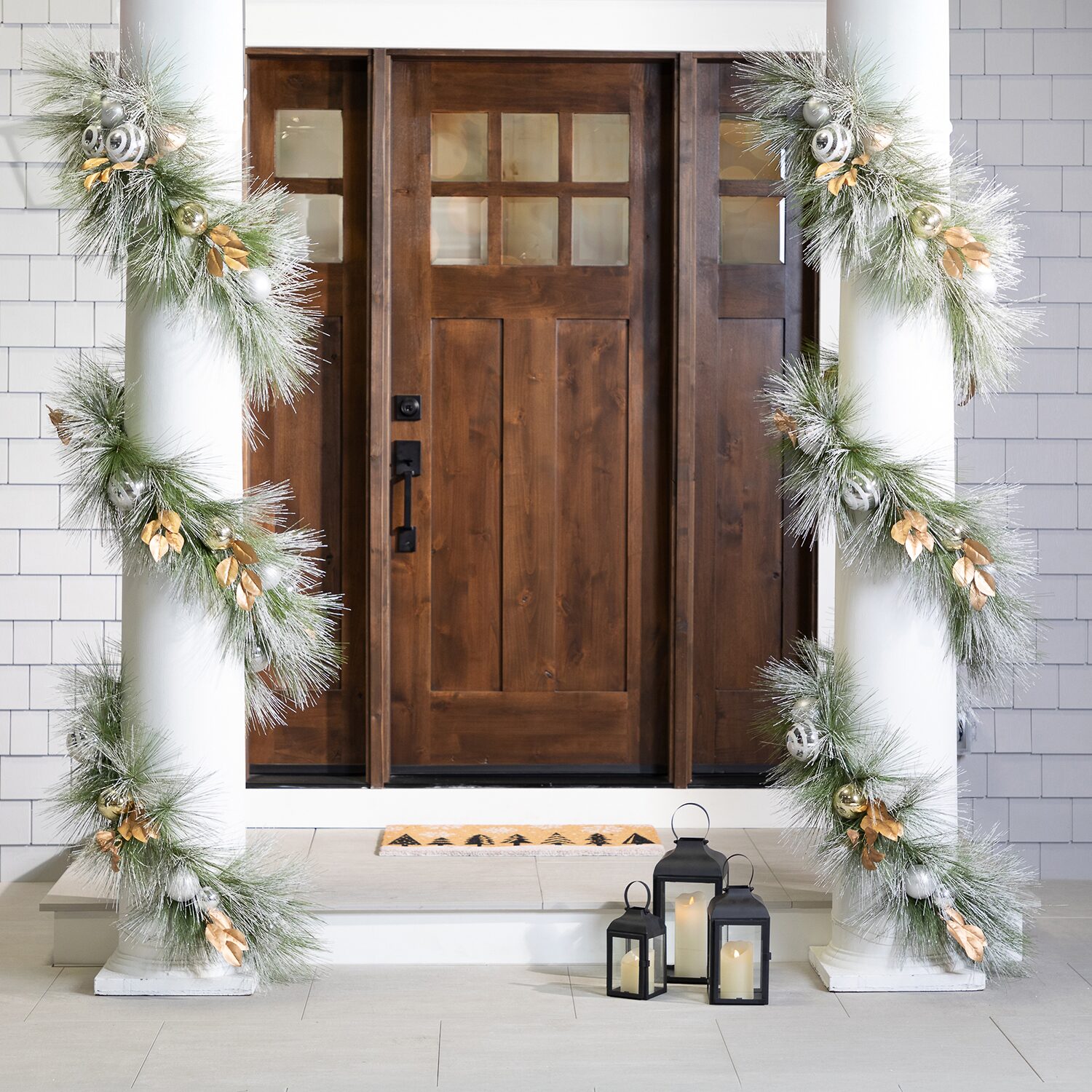 Northlight 10ft Flocked Pine And Ornaments Artificial Christmas Outdoor Garland