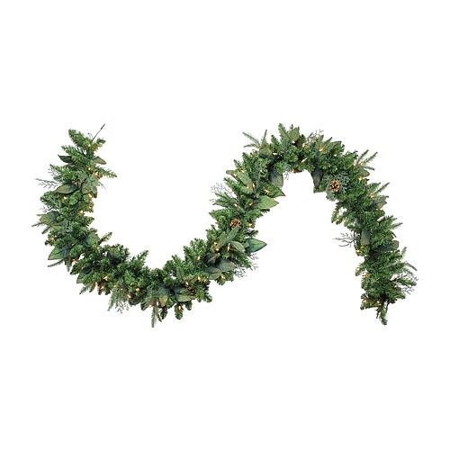 Northlight 9ft Pre Lit Mixed Winter Pine Artificial Incandescent Lights Pre-Lit Christmas Outdoor Garland, One Size, Green