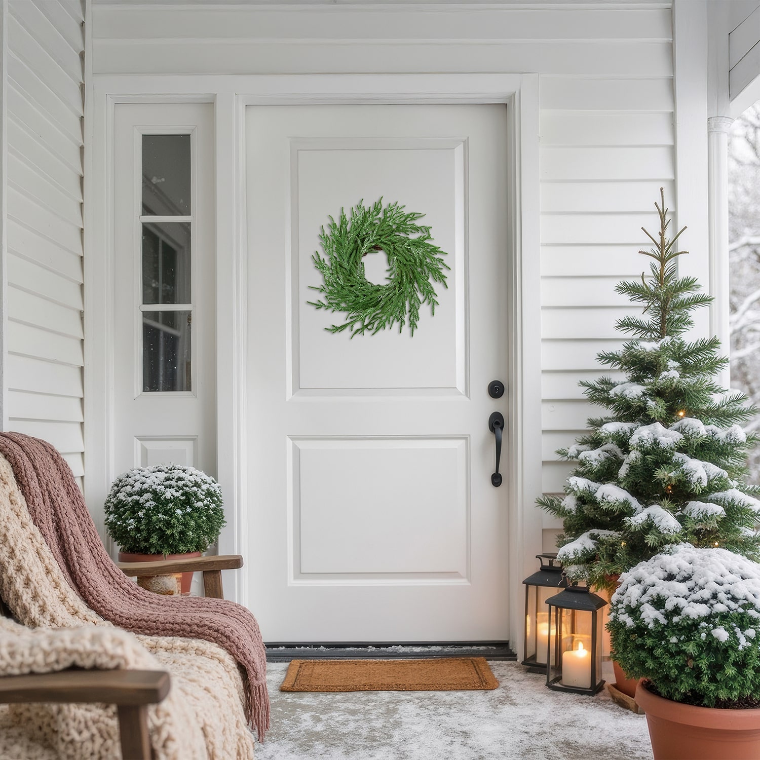 Northlight 20" Frosted Norfolk Pine Artificial Wreath