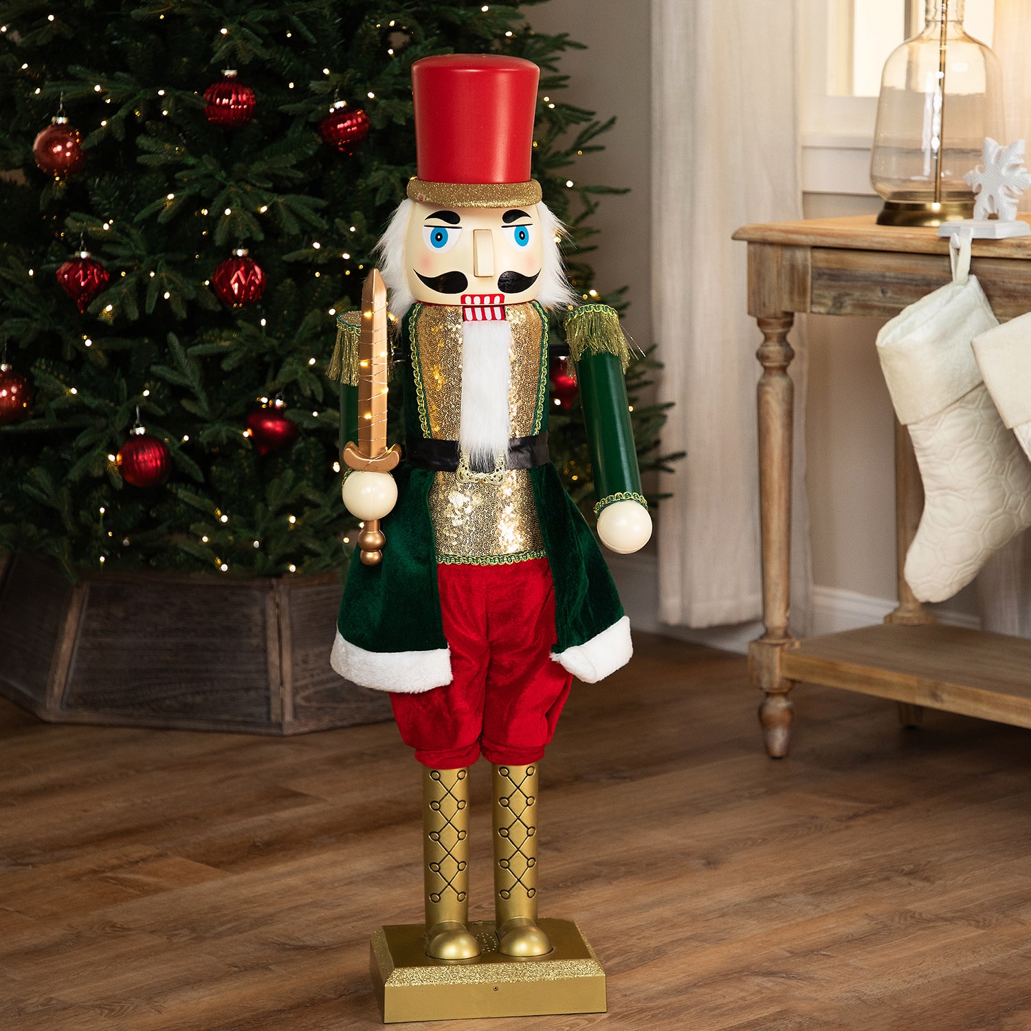 Northlight 42" Led Lighted Animated And Musical Extendable Soldier Plastic Christmas Nutcracker