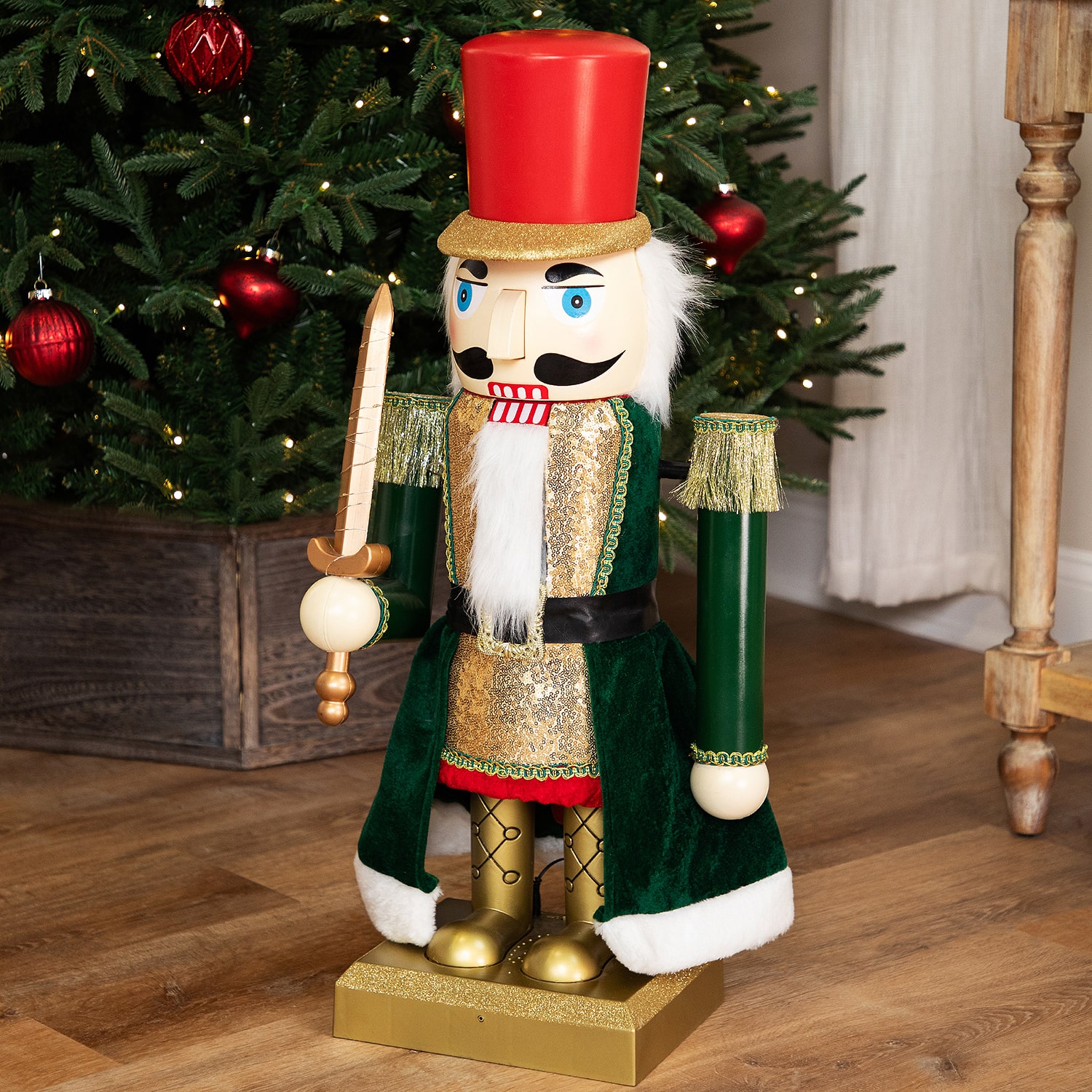 Northlight 42" Led Lighted Animated And Musical Extendable Soldier Plastic Christmas Nutcracker