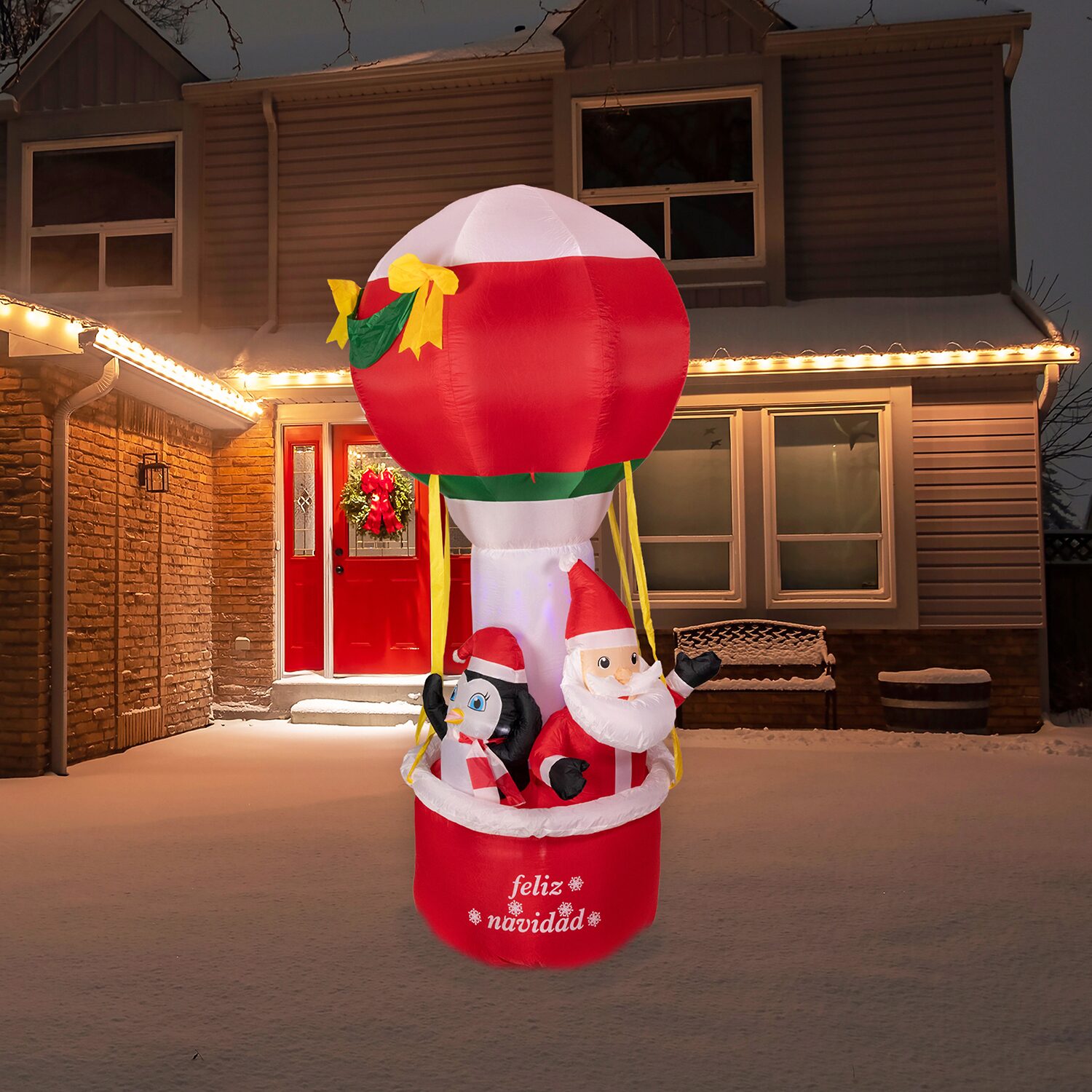 Northlight 8ft Lighted Inflatable Hot Air Balloon Outdoor Christmas Inflatable