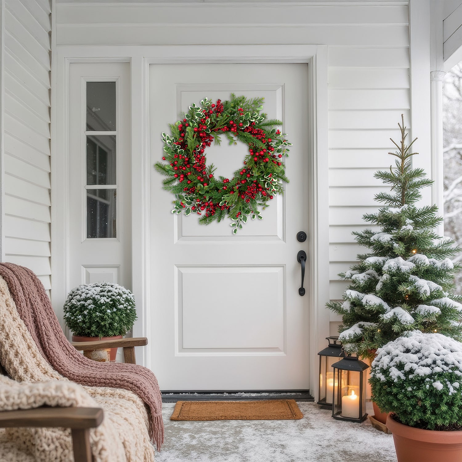 Northlight 30" Mixed Pine Cedar And Berries Artificial Wreath