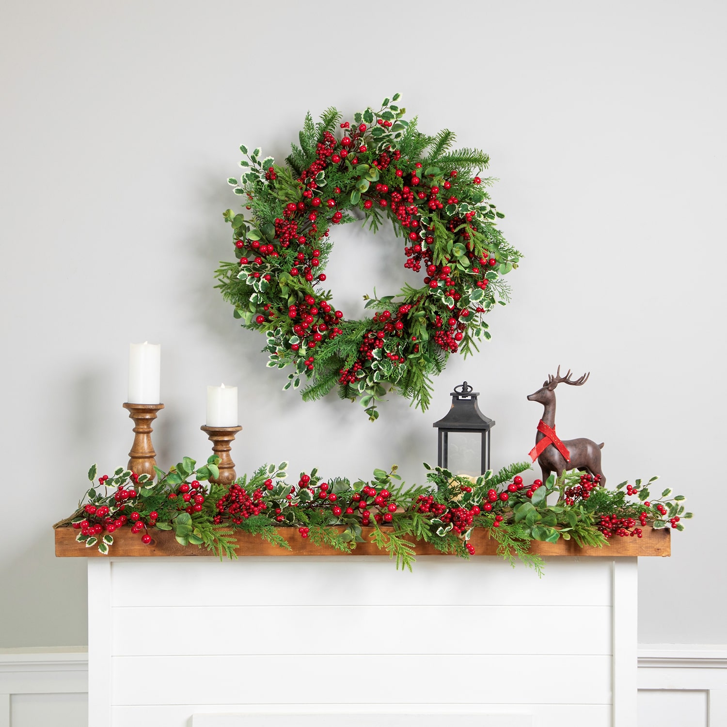 Northlight 30" Mixed Pine Cedar And Berries Artificial Wreath