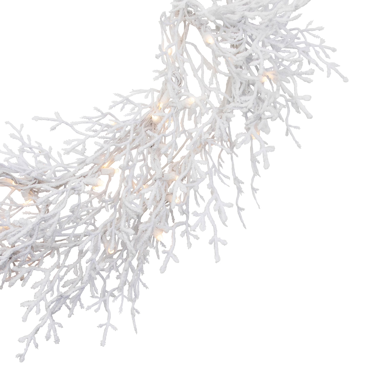 Northlight 30" Pre Lit Flocked Twig Artificial Led Lights Wreath