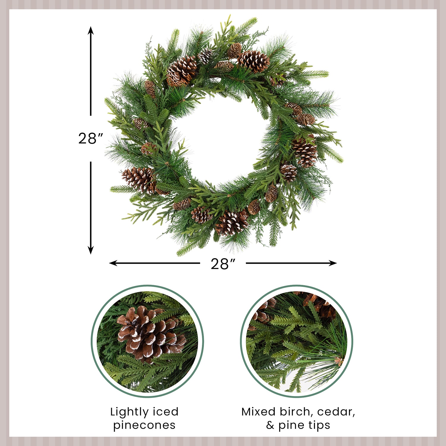 Northlight 28" Mixed Birch And Cedar Iced Pinecone Artificial Wreath