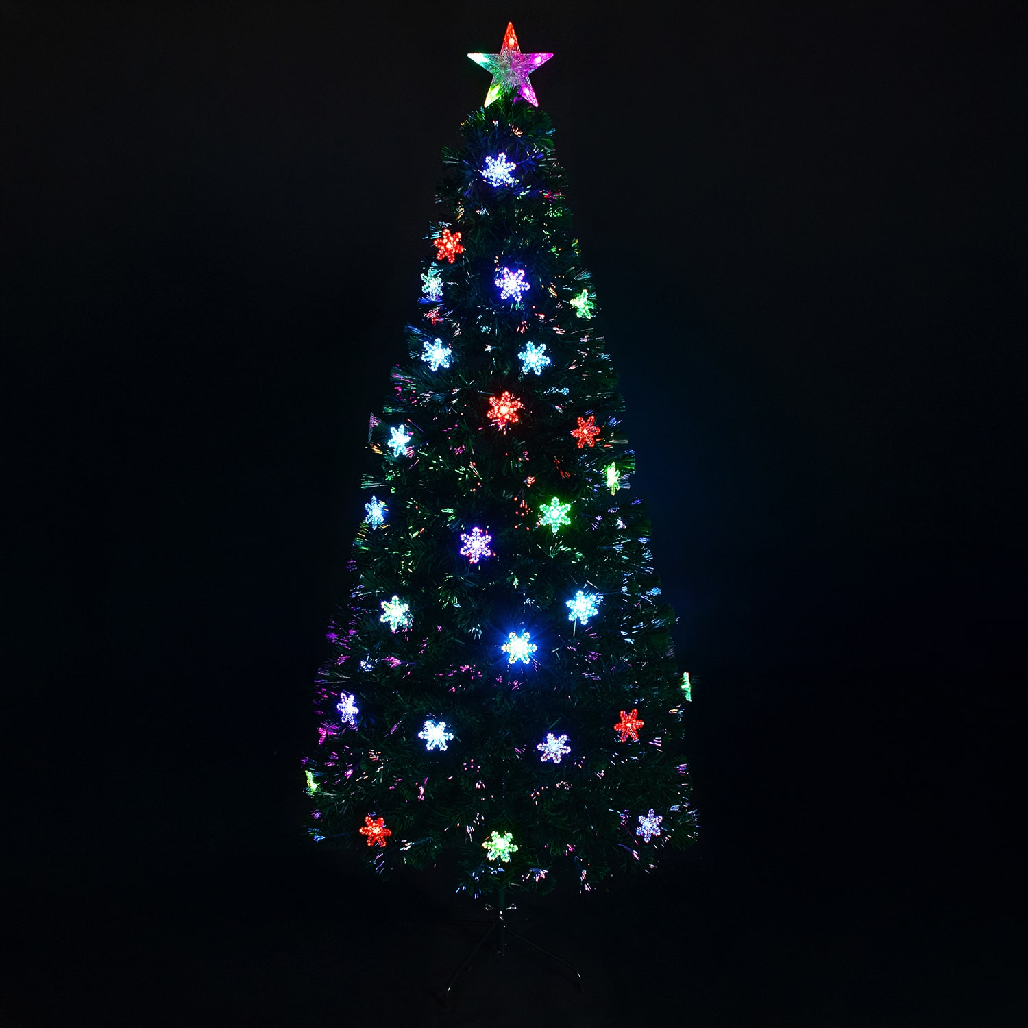 Northlight Fiber Optic Snowflake Artificial Led Lights 7 Foot Pine Christmas Tree