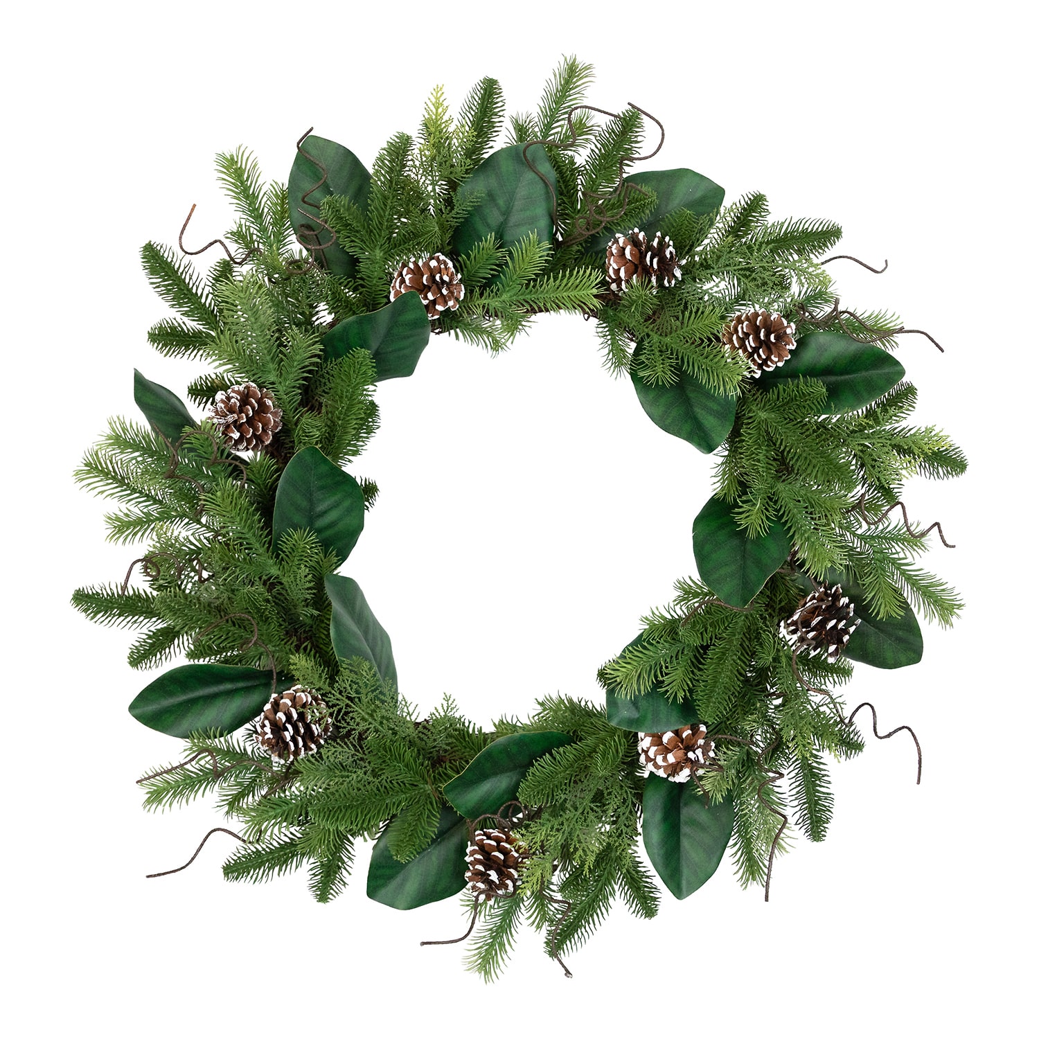 Northlight 28" Mixed Foliage And Whitewashed Pinecones Artificial Wreath