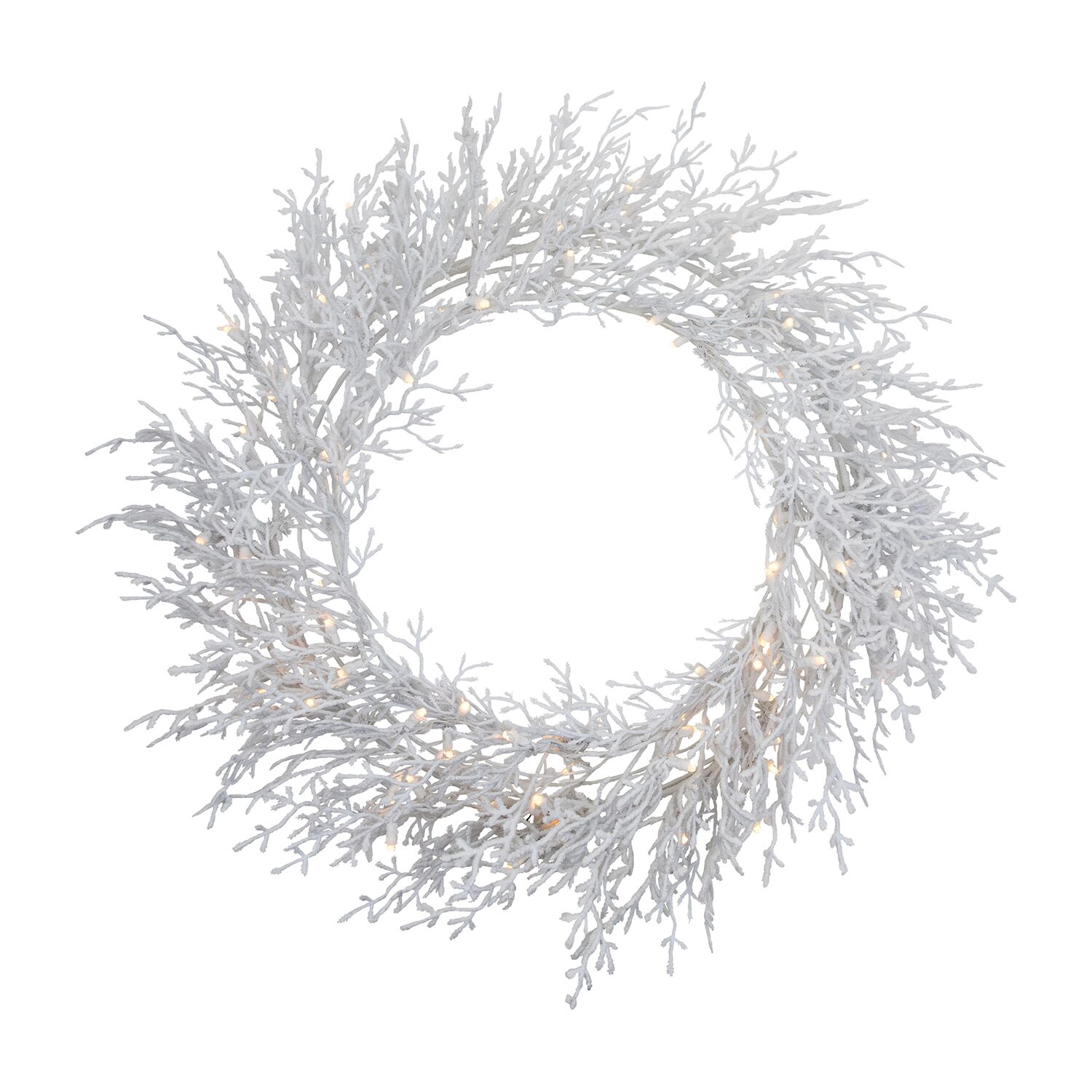 Northlight 30" Pre Lit Flocked Twig Artificial Led Lights Wreath