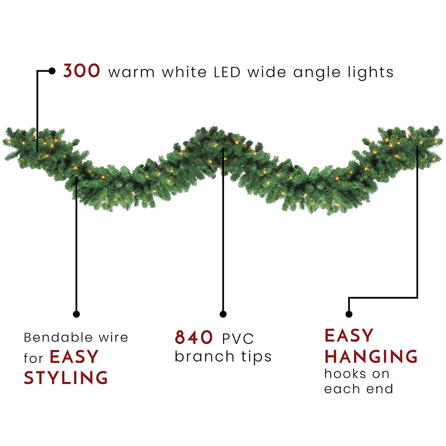 Northlight 27ft Pre Lit Olympia Pine Commercial Artificial Led Christmas Outdoor Garland