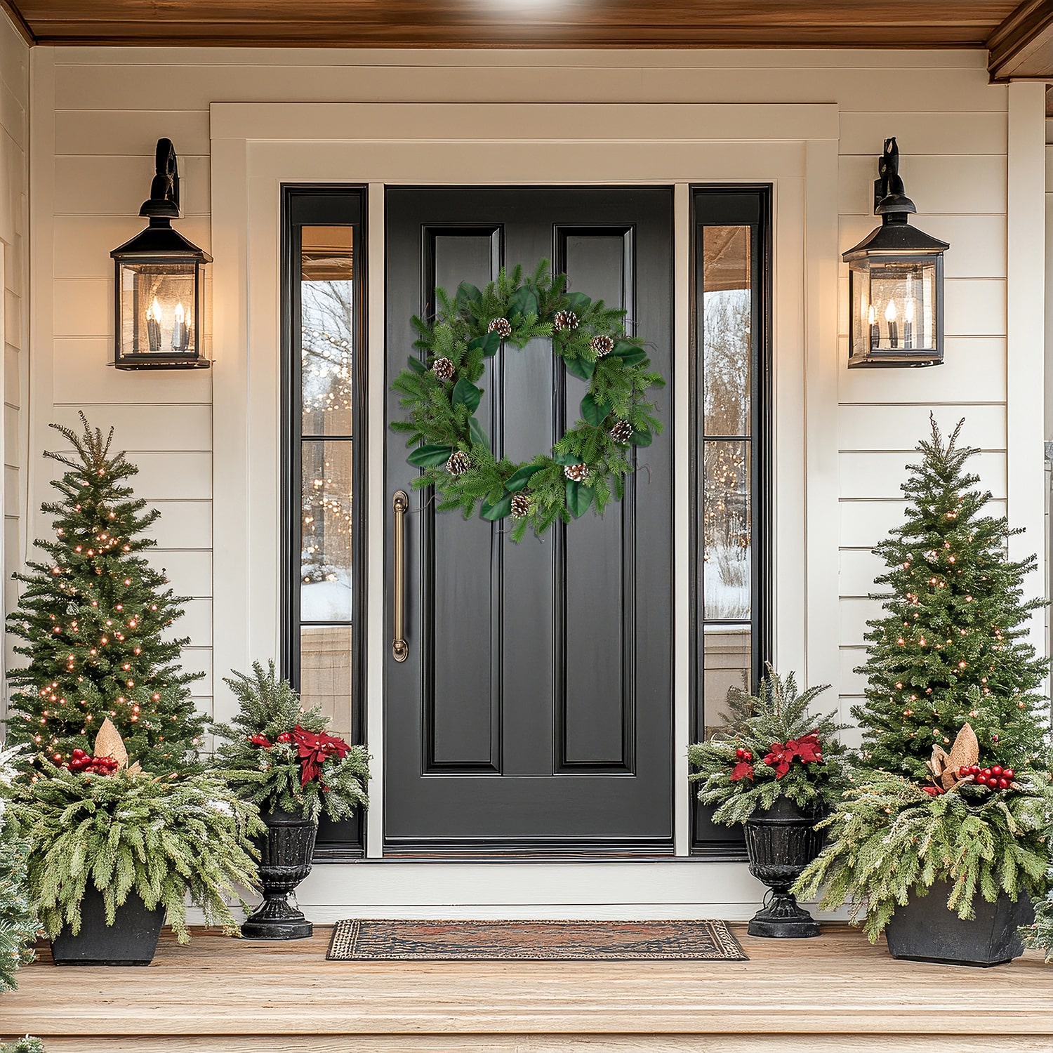 Northlight 28" Mixed Foliage And Whitewashed Pinecones Artificial Wreath