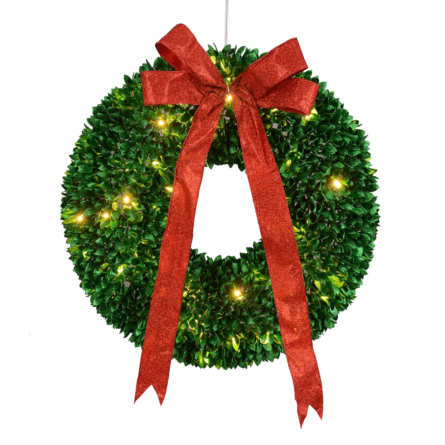 Northlight 28" Pre Lit Glittered Leaves Artificial Lights Pre-Lit Wreath