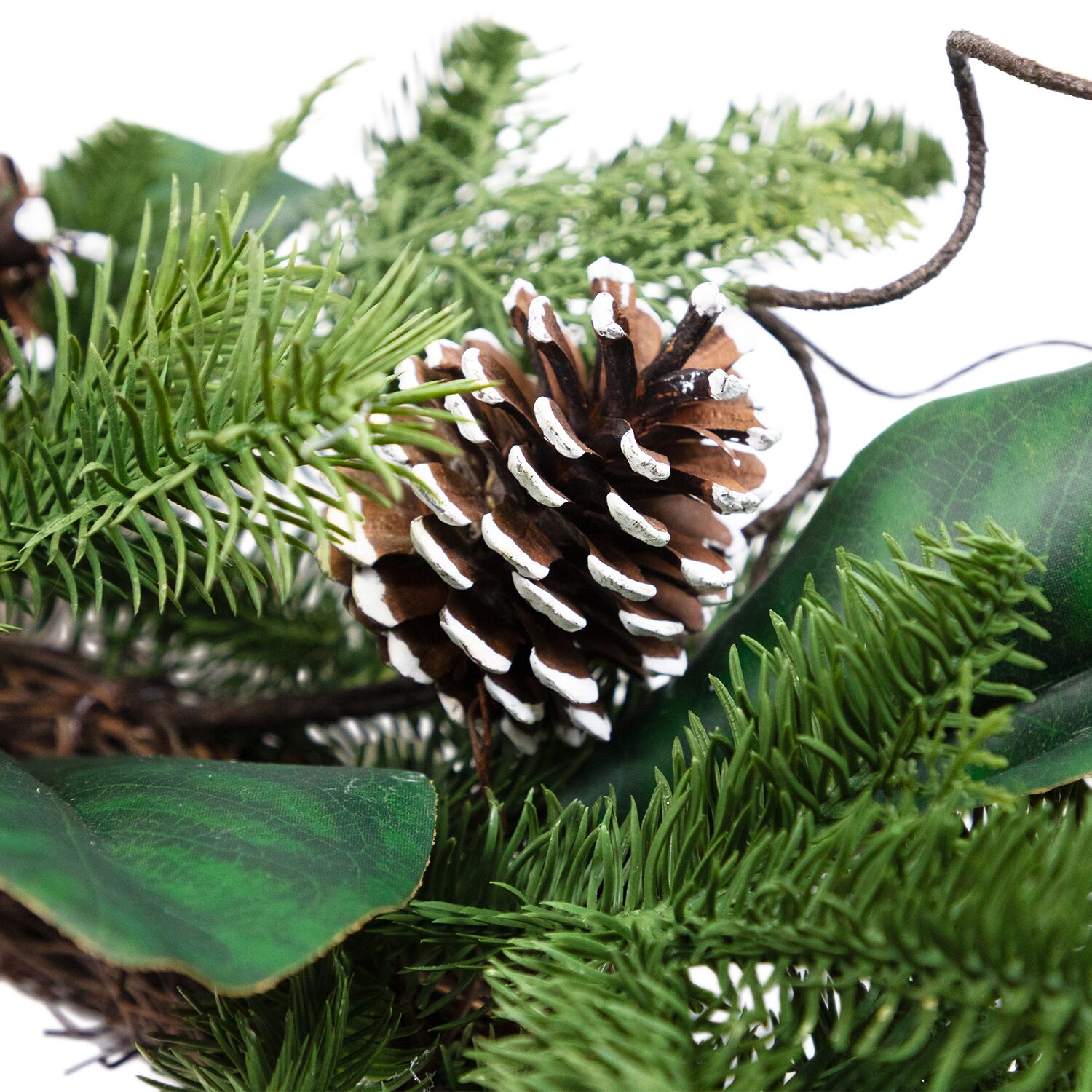 Northlight 28" Mixed Foliage And Whitewashed Pinecones Artificial Wreath