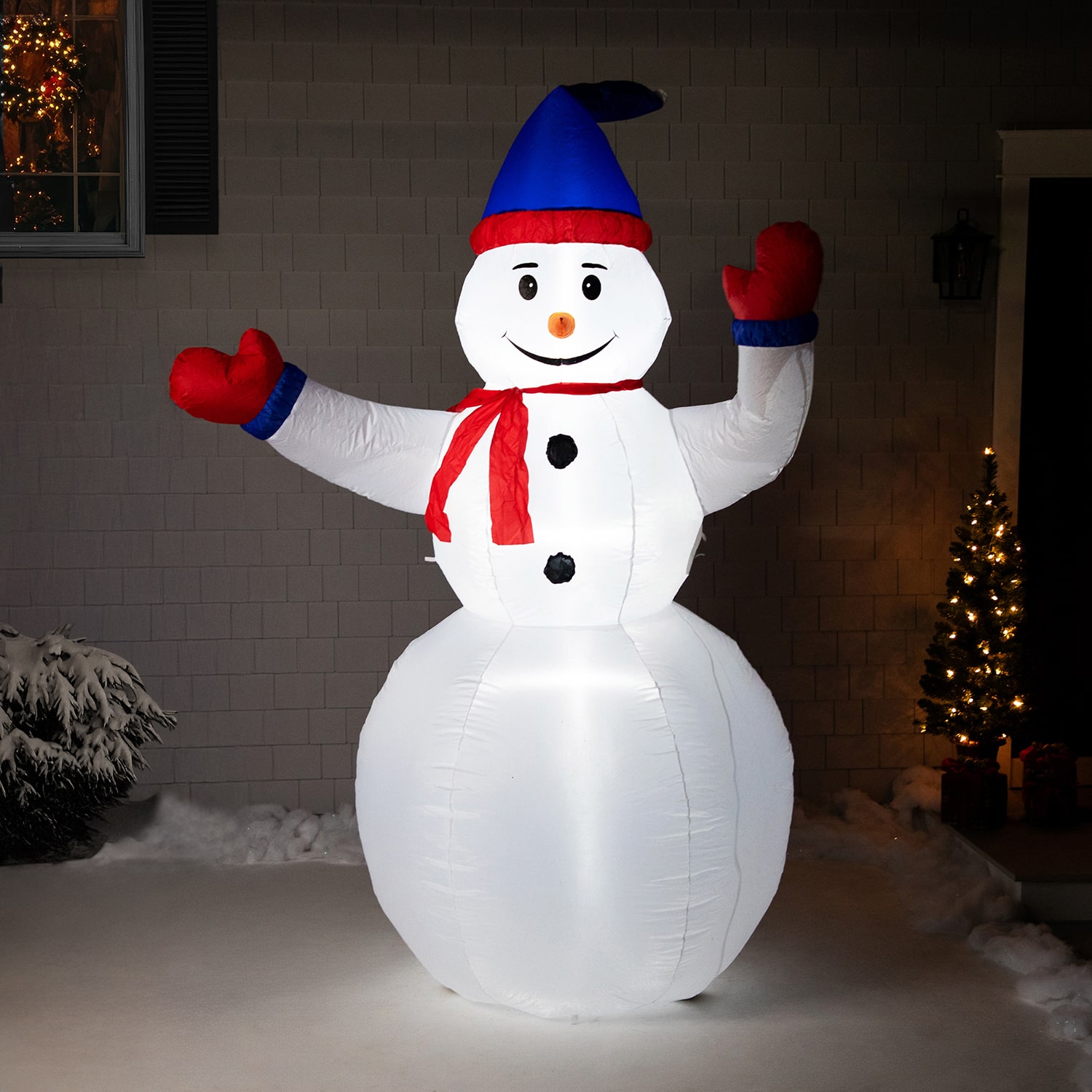 Northlight 8ft Led Lighted Inflatable Waving Snowman Outdoor Christmas Inflatable