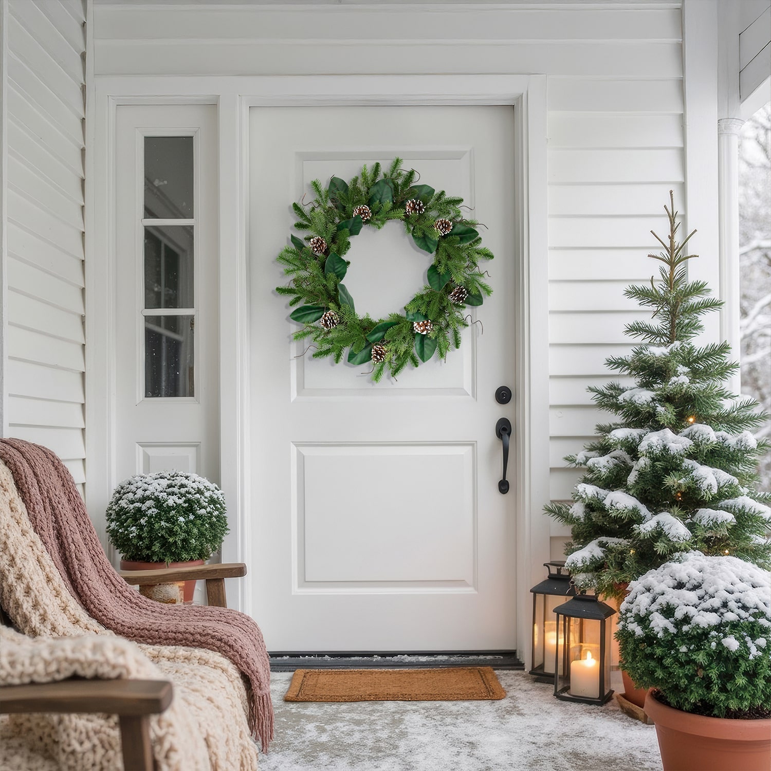Northlight 28" Mixed Foliage And Whitewashed Pinecones Artificial Wreath