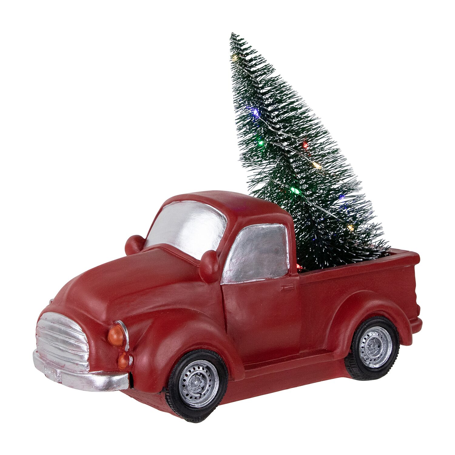 Northlight 10" Led Lighted Pine Tree In Vintage Truck Christmas Figurine