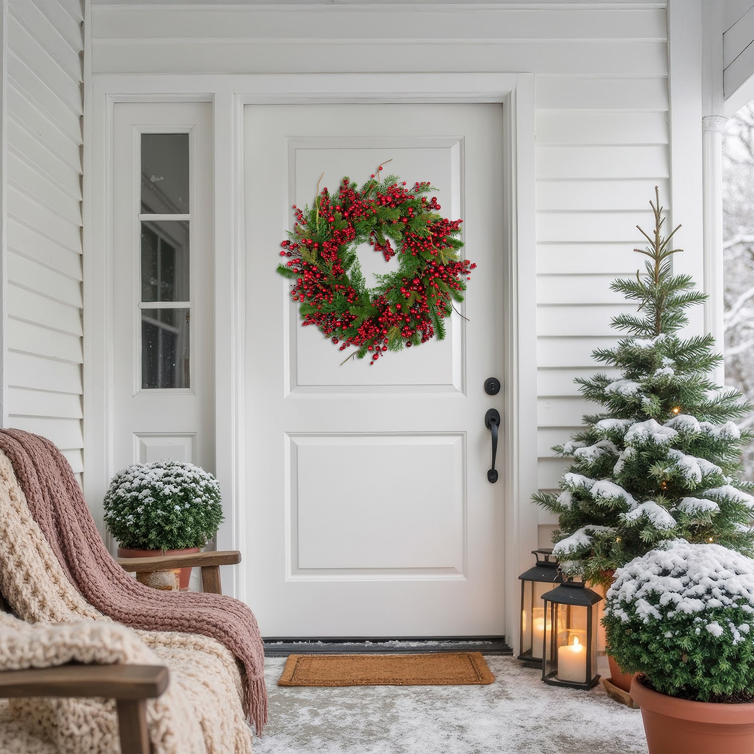 Northlight 28" Cedar Pine And Berries Artificial Wreath