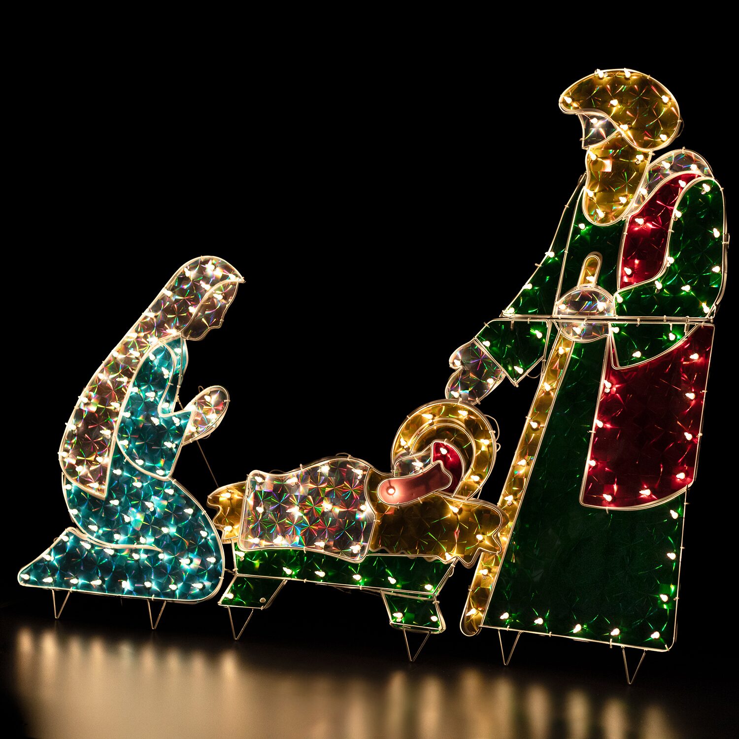 Northlight 3 Piece Lighted Holographic Nativity Set Outdoor Lights 3-pc. Nativity Set