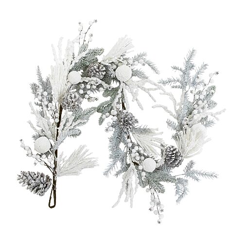 Northlight 6ft Flocked Pinecones And Berries Artificial Pine Christmas Outdoor Garland, One Size, Green