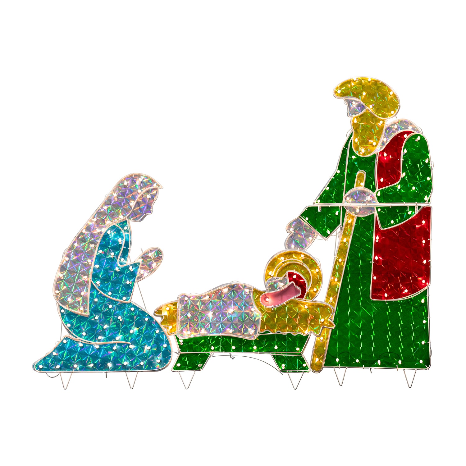 Northlight 3 Piece Lighted Holographic Nativity Set Outdoor Lights 3-pc. Nativity Set