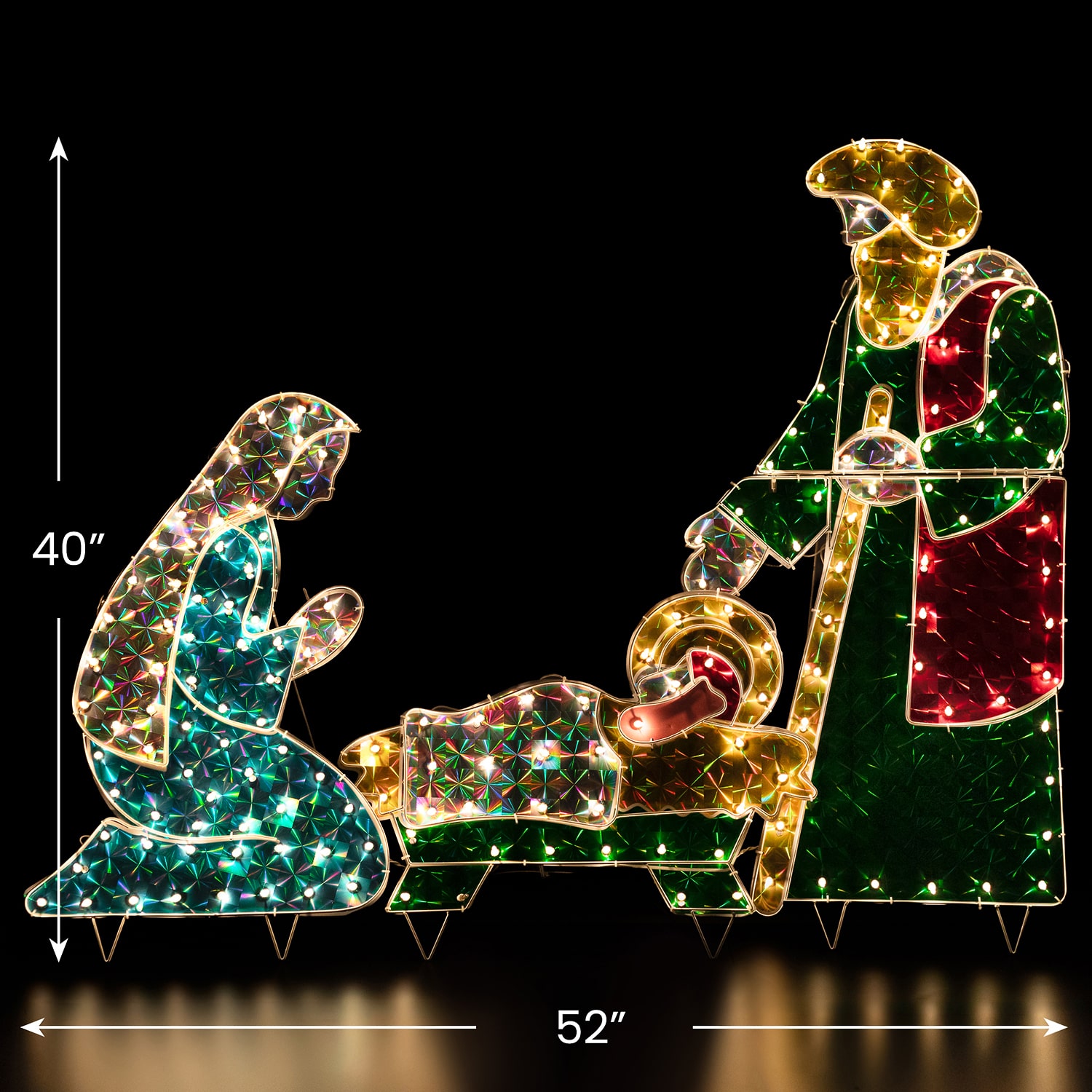 Northlight 3 Piece Lighted Holographic Nativity Set Outdoor Lights 3-pc. Nativity Set