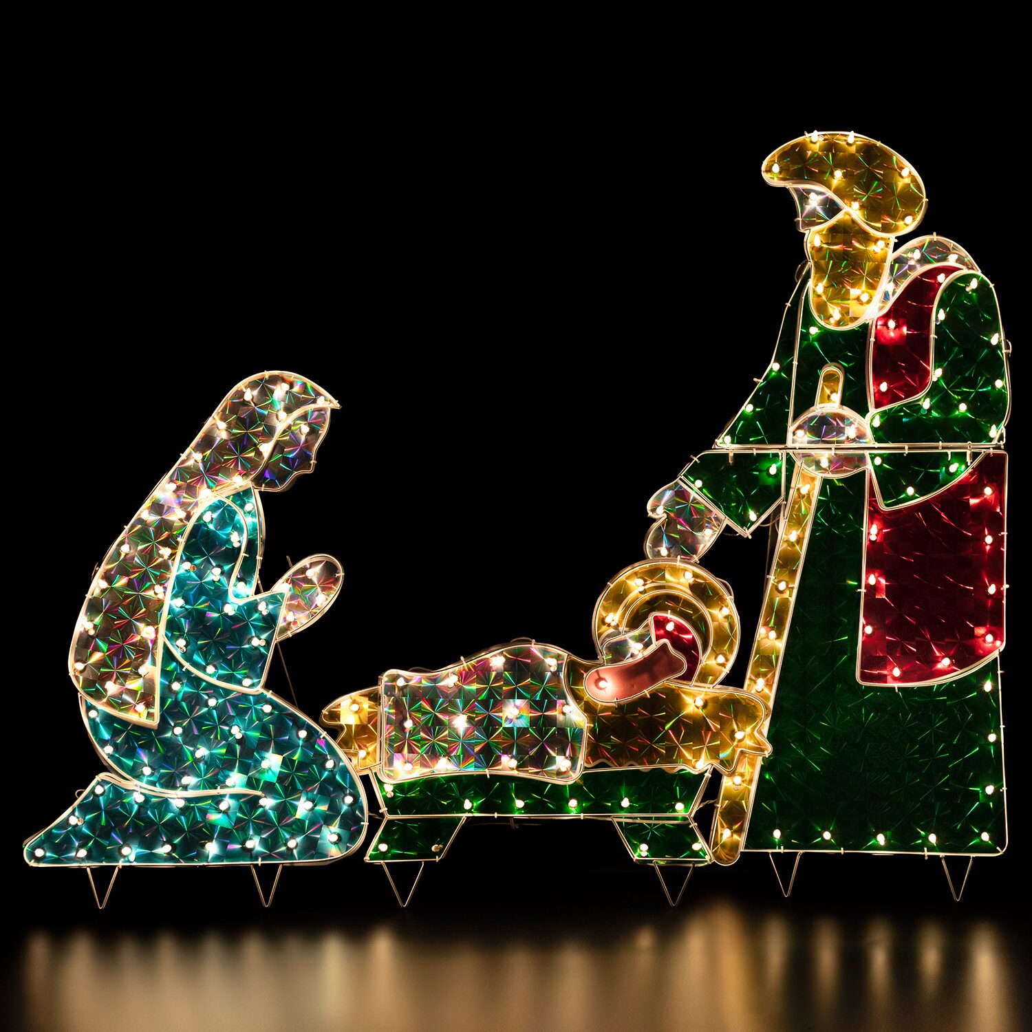 Northlight 3 Piece Lighted Holographic Nativity Set Outdoor Lights 3-pc. Nativity Set