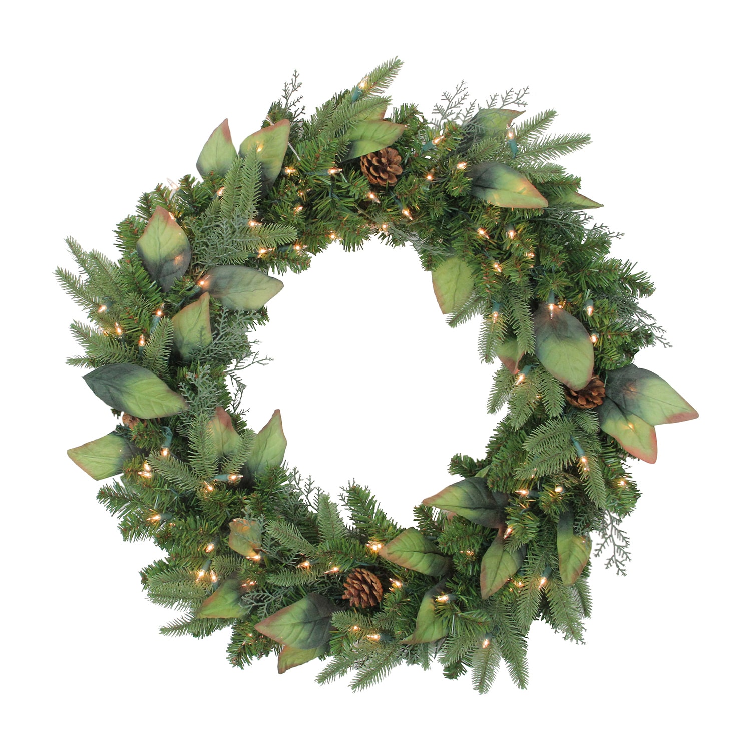 Northlight 30" Mixed Winter Pine Artificial Lights Pre-Lit Wreath