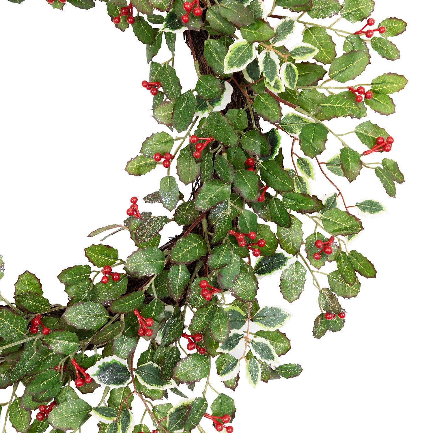 Northlight 24" Glittered Holly And Berry Artificial Wreath