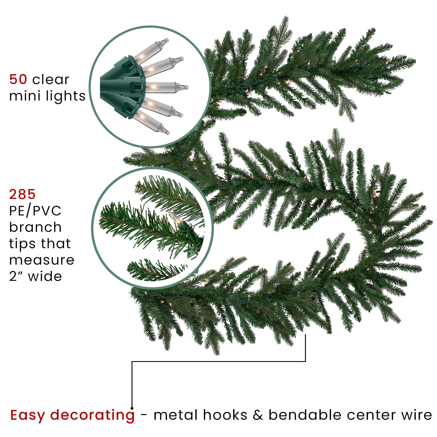 Northlight 9ft Real Touch Pre Lit Grande Spruce Artificial Lights Christmas Outdoor Garland