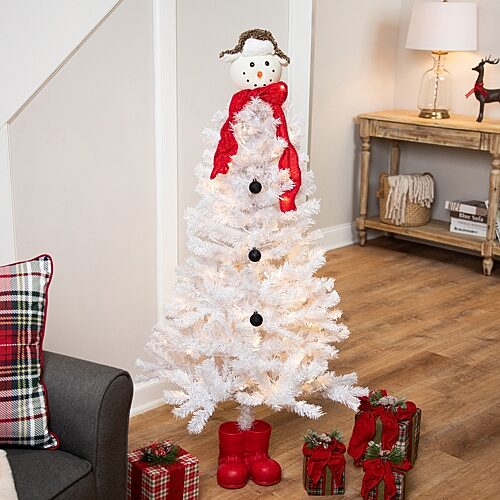 Northlight Pre Lit Snowman Medium Artificial Lights 4 Foot Pre-Lit Christmas Tree, One Size, White