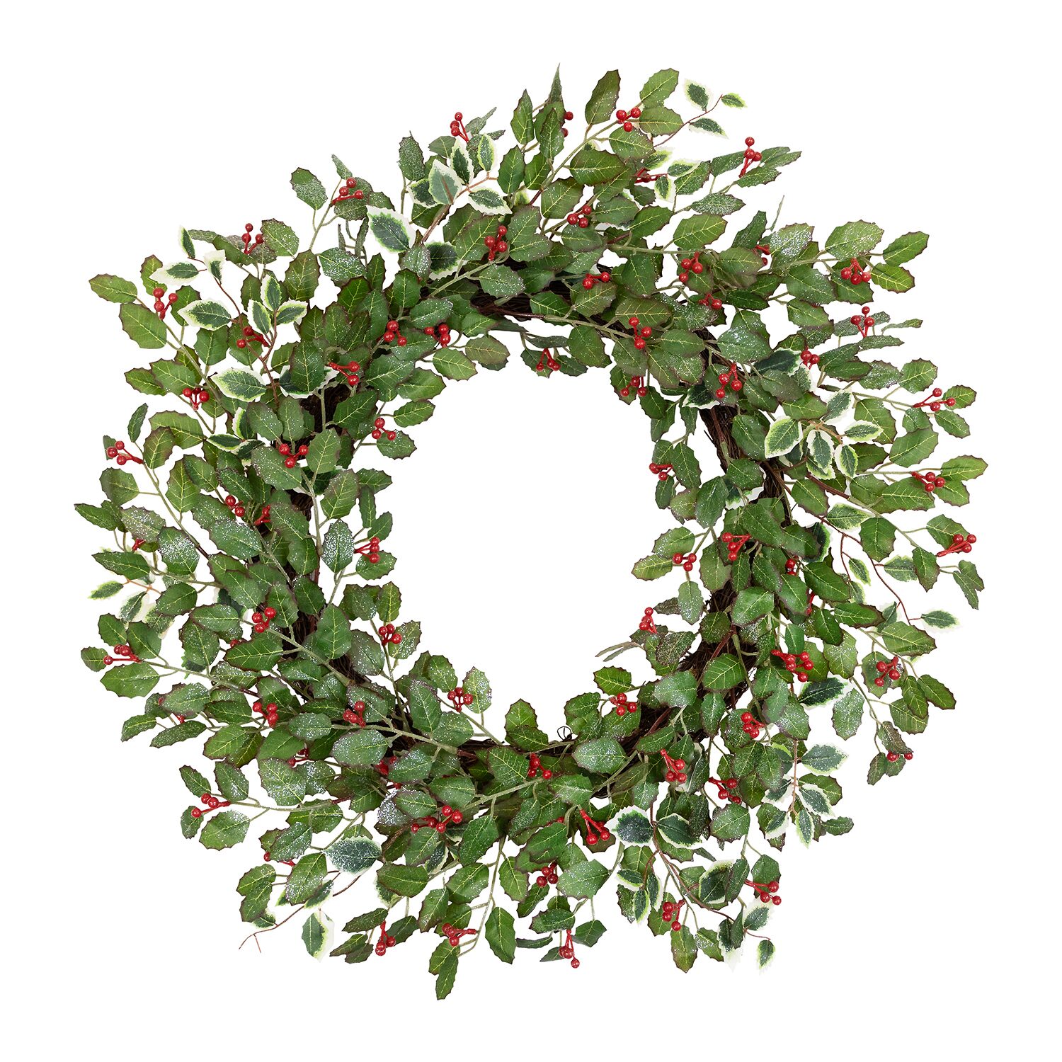 Northlight 24" Glittered Holly And Berry Artificial Wreath