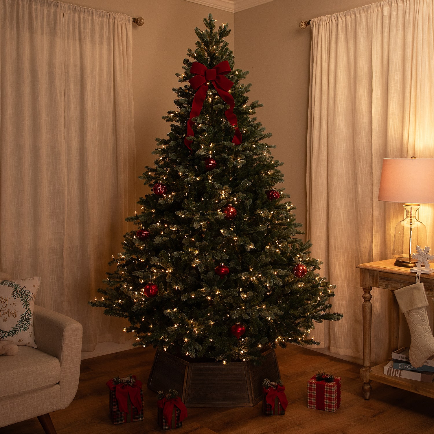 Northlight Real Touch Pre Lit Full Spruce Artificial 7 Foot Pre-Lit Spruce Christmas Tree