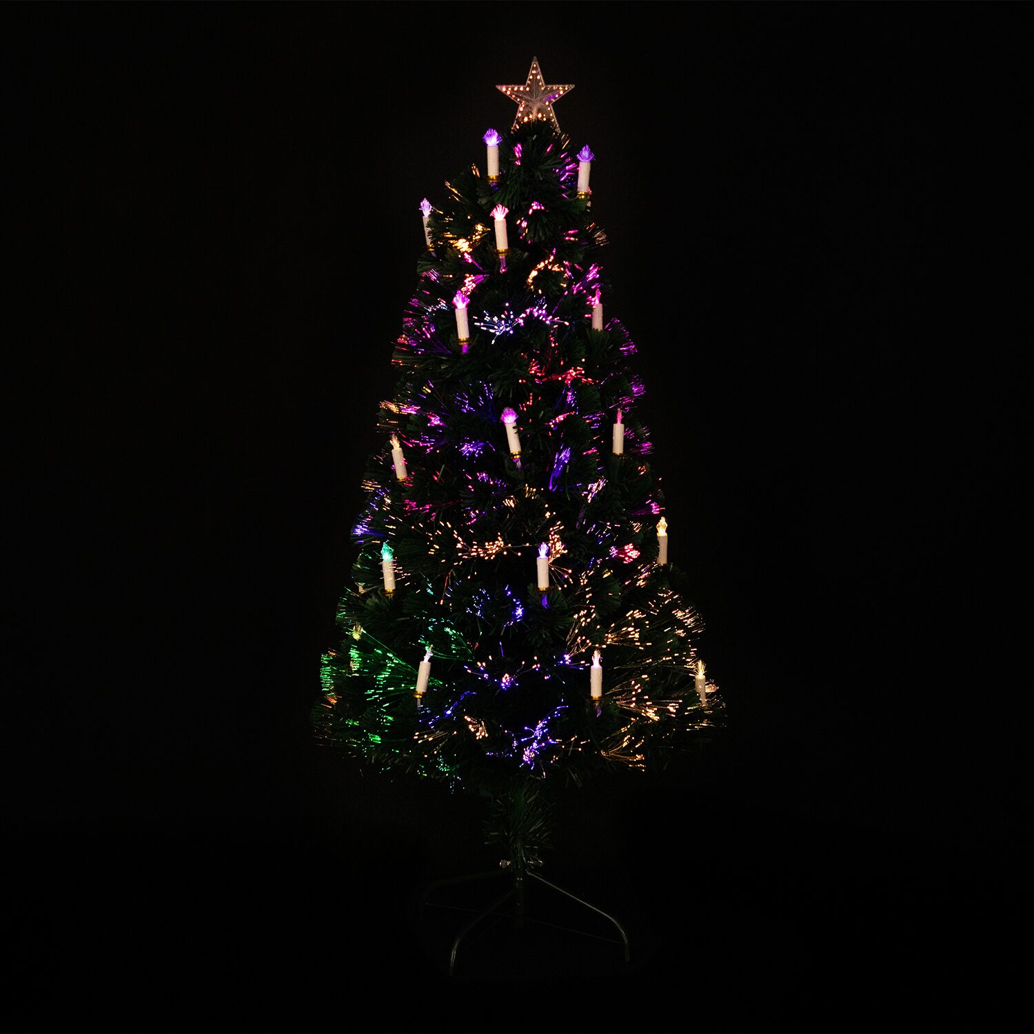Northlight 4ft Pre Lit Fiber Optic Pine Artificial With Candles Lights 4 Foot Pre-Lit Pine Christmas Tree