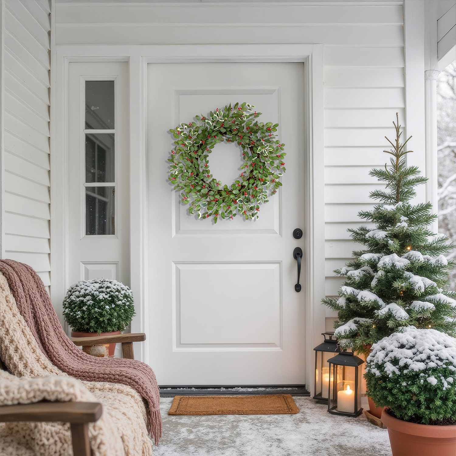 Northlight 24" Glittered Holly And Berry Artificial Wreath