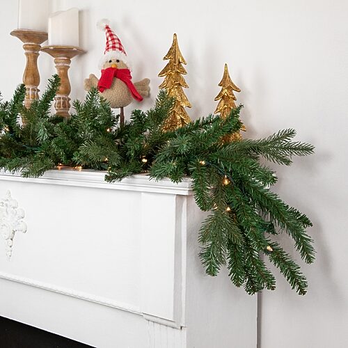 Northlight 9ft Real Touch Pre Lit Grande Spruce Artificial Lights Christmas Outdoor Garland, One Size, Green