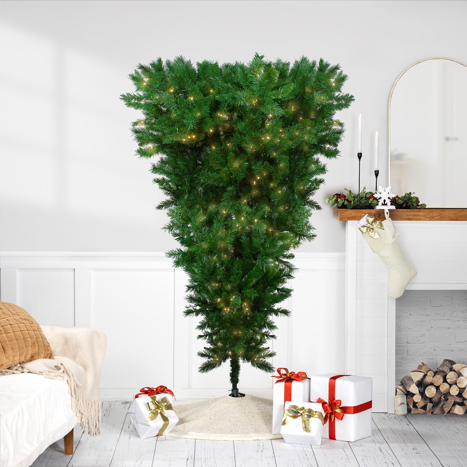 Northlight Pre Lit Sugar Pine Upside Down Artificial Lights 7 Foot Pine Christmas Tree