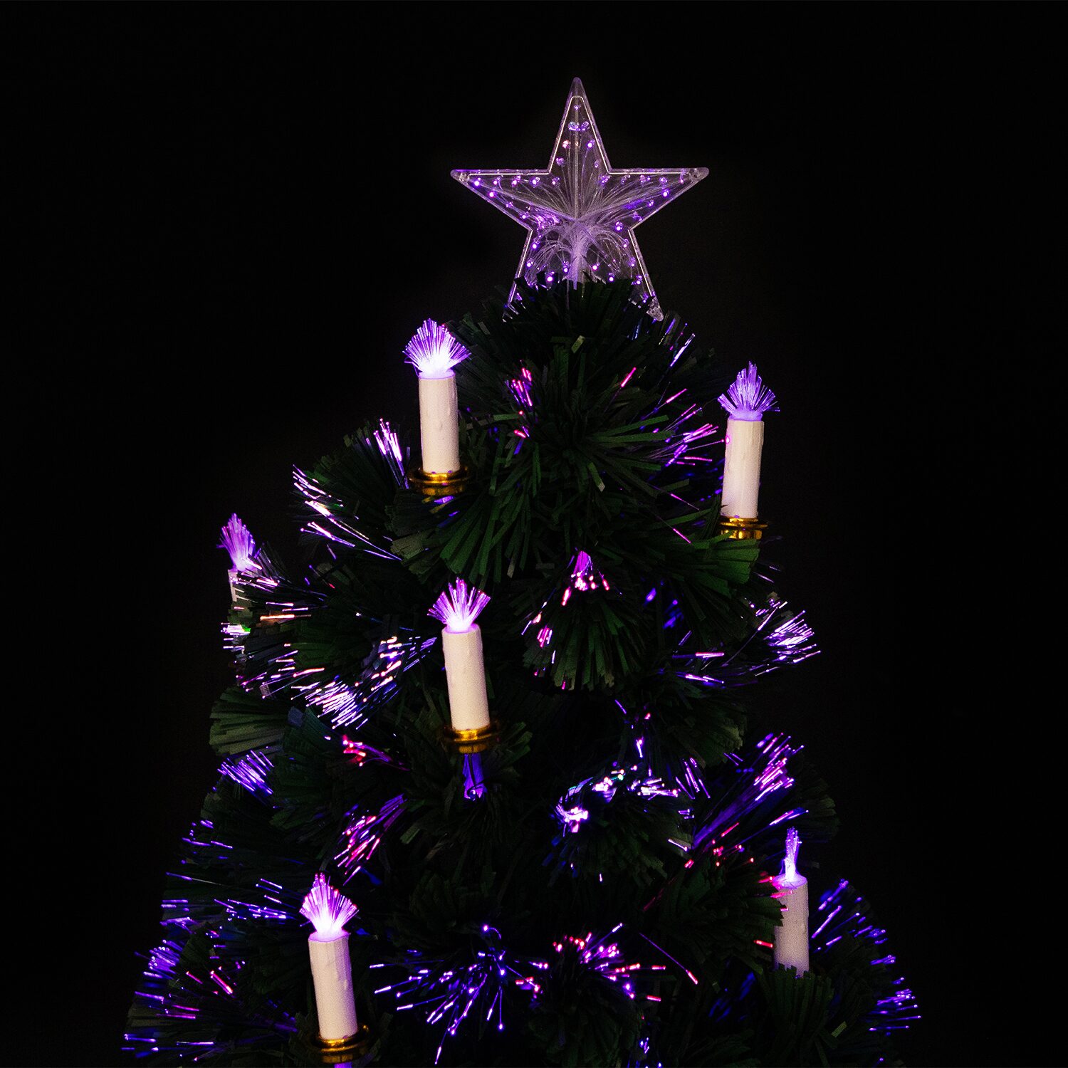 Northlight 4ft Pre Lit Fiber Optic Pine Artificial With Candles Lights 4 Foot Pre-Lit Pine Christmas Tree